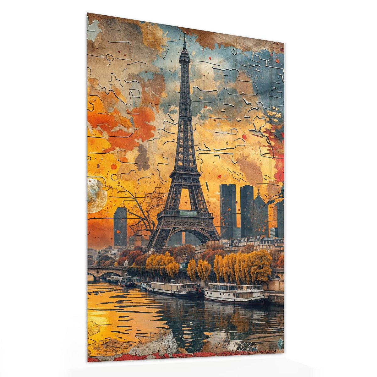 11 Größen – von 30 × 60 bis 60 × 150 cm – Wandbild - Paris als Collage - Hochformat