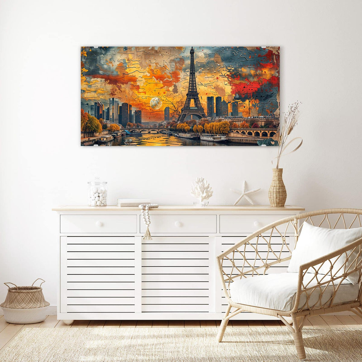 Echtglas, 4 mm – kein Acryl, keine Folie – Wandbild - Paris als Collage - Querformat