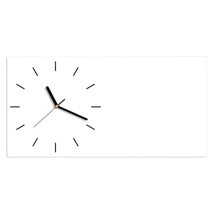 Wanduhr Weisser, Heller Hintergrund aus Glas – Querformat 60 × 30 cm mit Ziffernblatt Linie