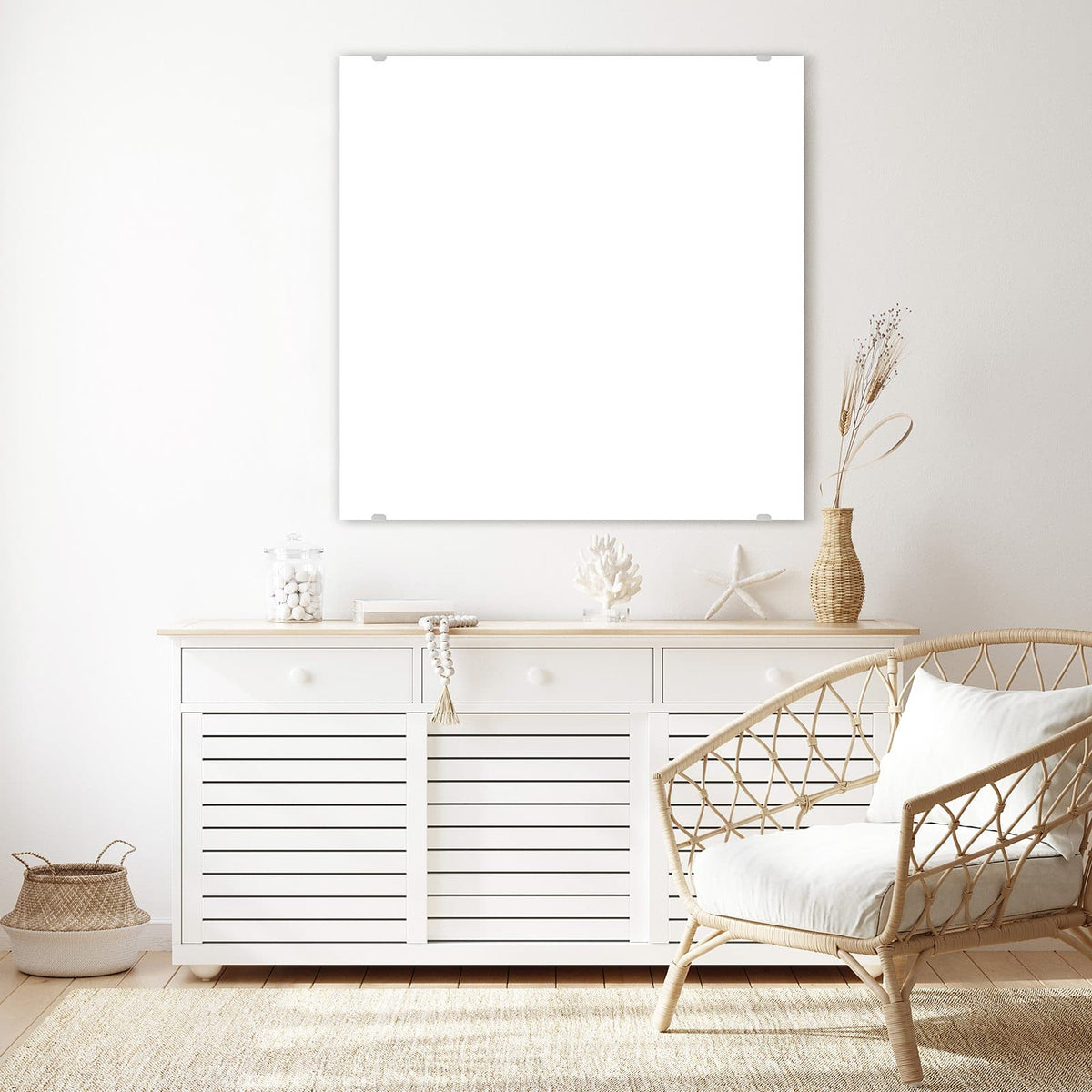 Echtglas, 4 mm – kein Acryl, keine Folie – Wandbild - Weisser Hintergrund - Quadratisch