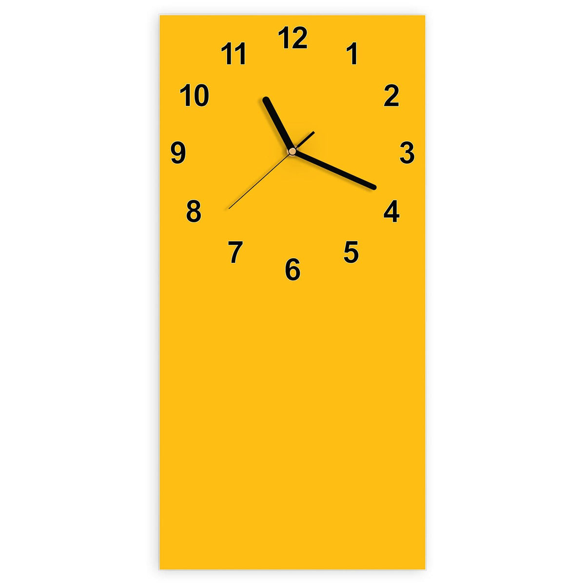 Wanduhr aus Glas, Ziffernblatt Modern: Vollfläche in warmem Bernsteingelb