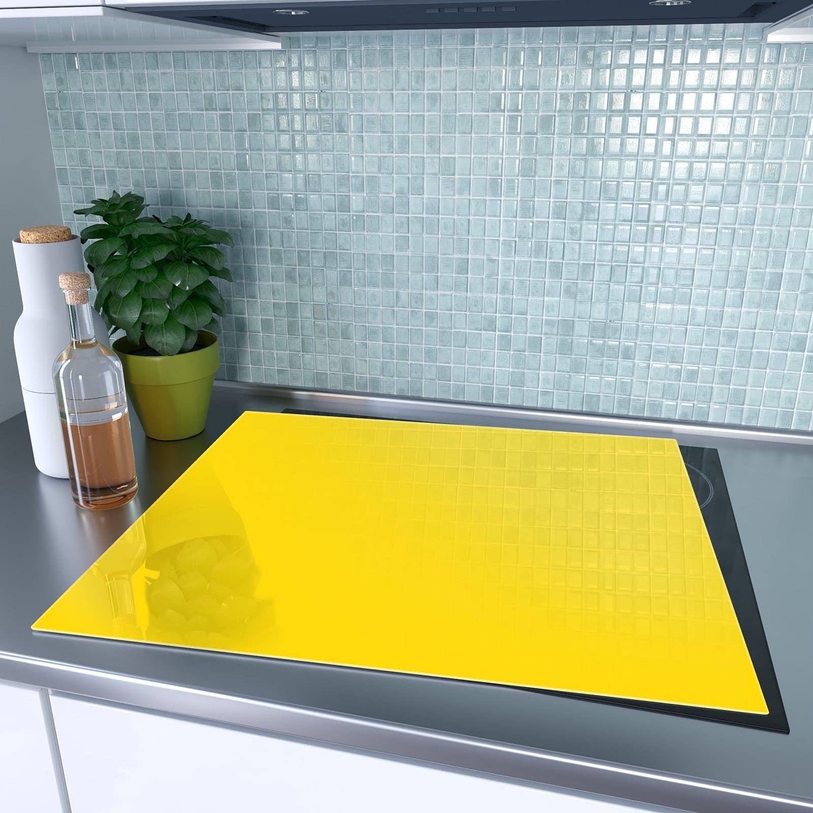 1-teilige Ceranfeld Abdeckplatten mit Oranger Hintergrund III-Motiv auf dem Ceranfeld