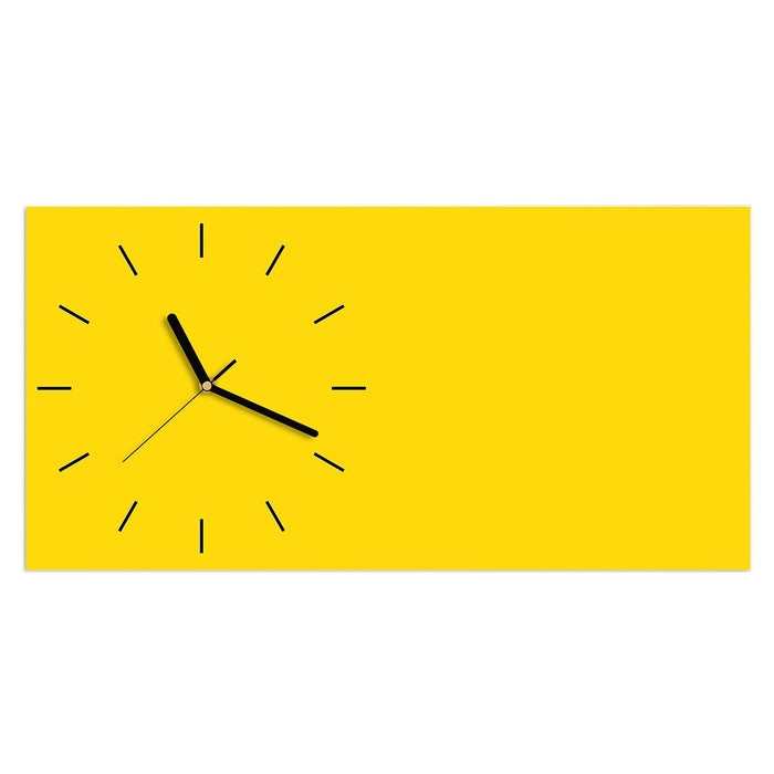 Wanduhr Oranger Hintergrund III aus Glas – Querformat 60 × 30 cm mit Ziffernblatt Linie