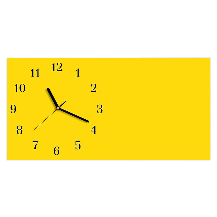 Wanduhr Oranger Hintergrund III aus Glas – Querformat 60 × 30 cm mit Ziffernblatt Klassisch