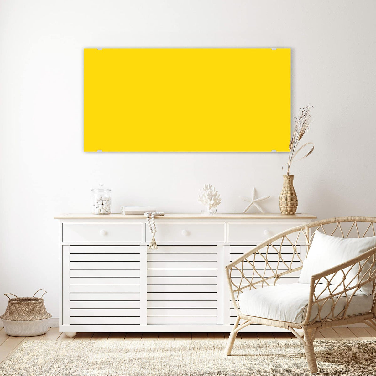 Echtglas, 4 mm – kein Acryl, keine Folie – Wandbild - Kanariengelb - Querformat