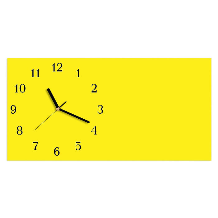 Wanduhr Gelber Hintergrund I aus Glas – Querformat 60 × 30 cm mit Ziffernblatt Klassisch