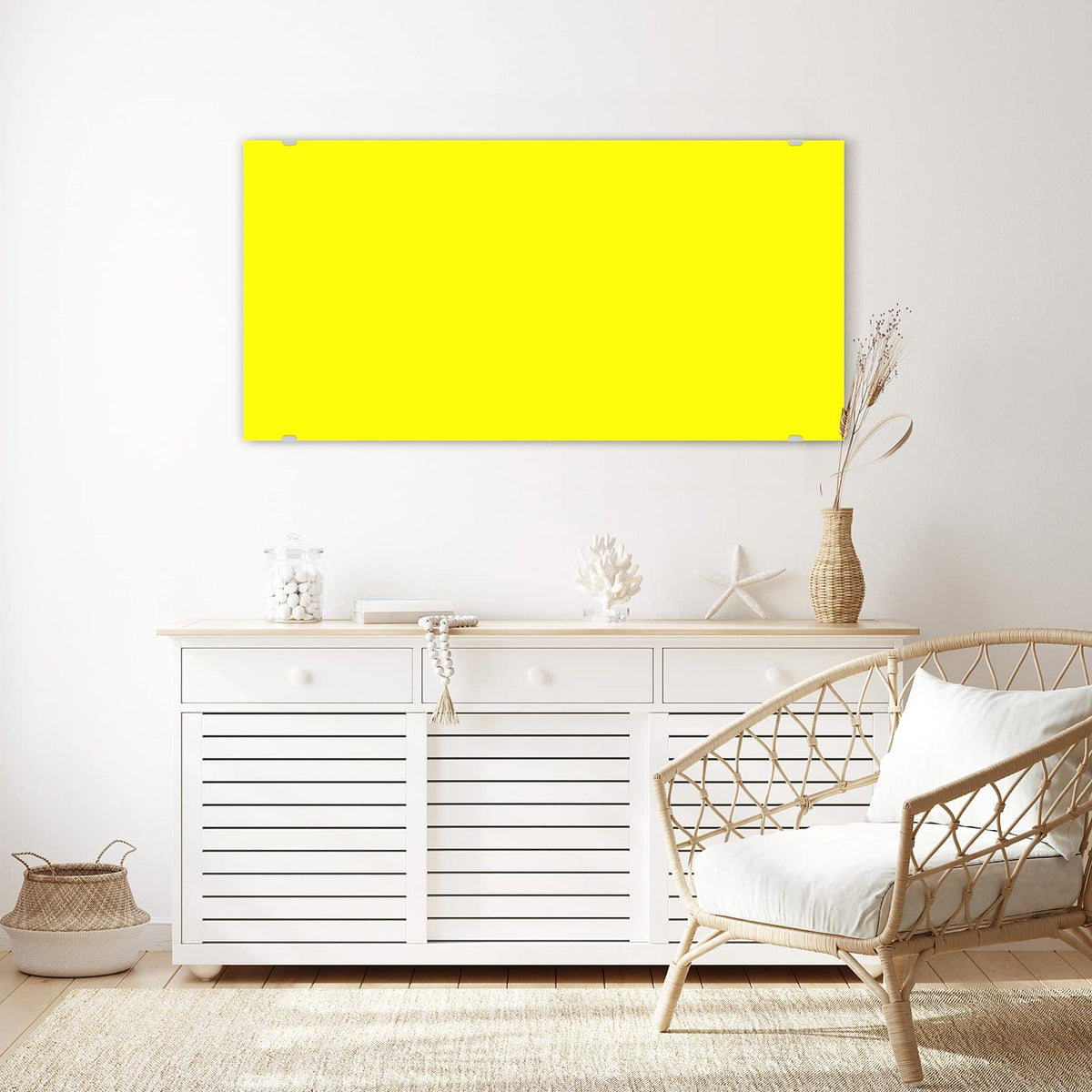 Echtglas, 4 mm – kein Acryl, keine Folie – Wandbild - Zitronengelb - Querformat