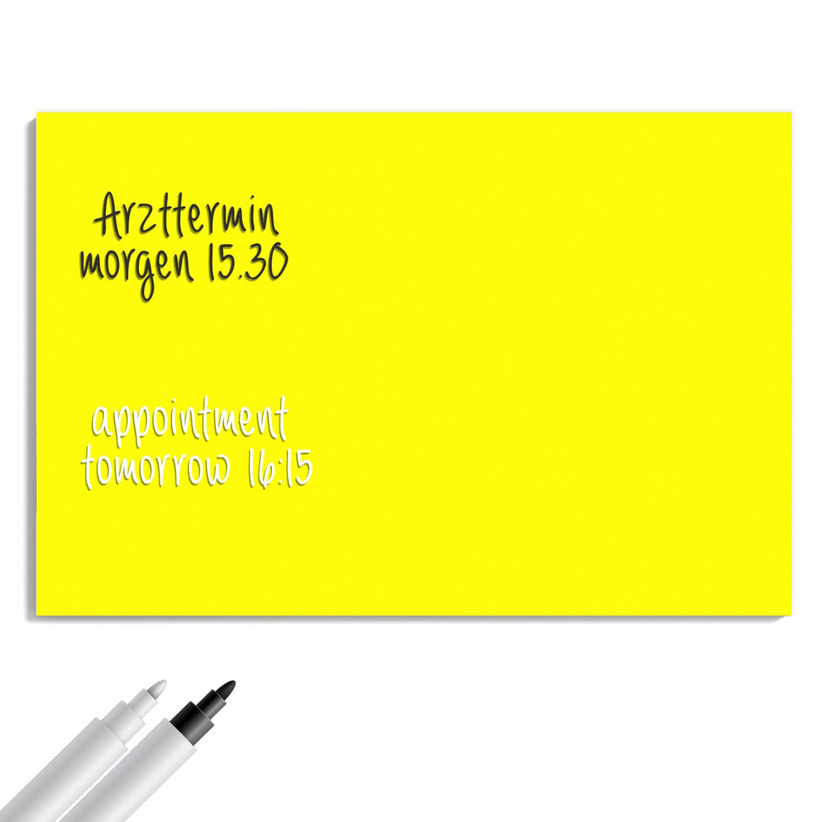 Beschreiben, abwischen, anheften – Metall Magnettafel - Zitronengelb