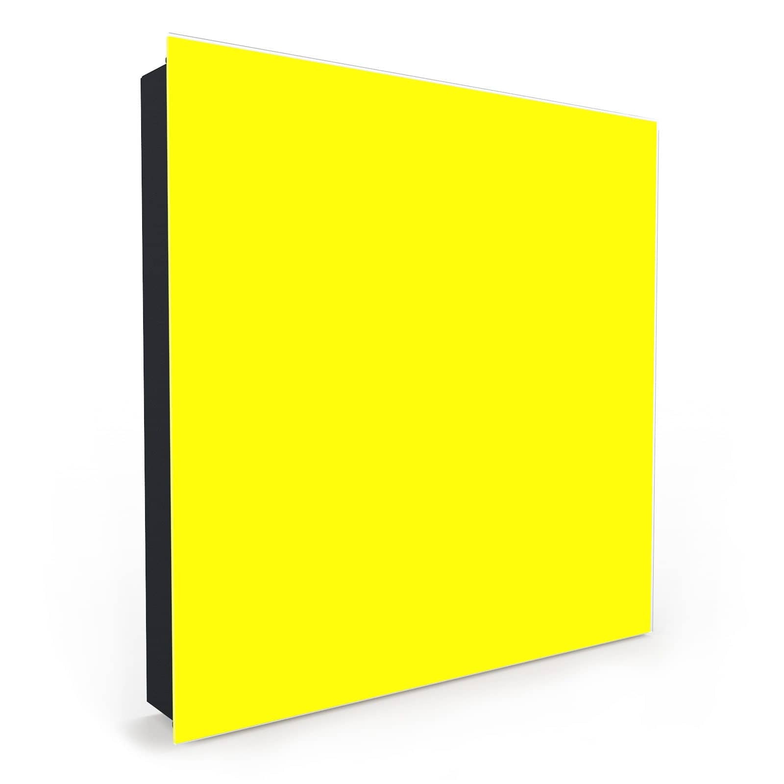 Farbbeständiger Schlüsselkasten mit Motiv Gelber Hintergrund II in Seitenansicht mit Glasfront #türöffnung_Rechts