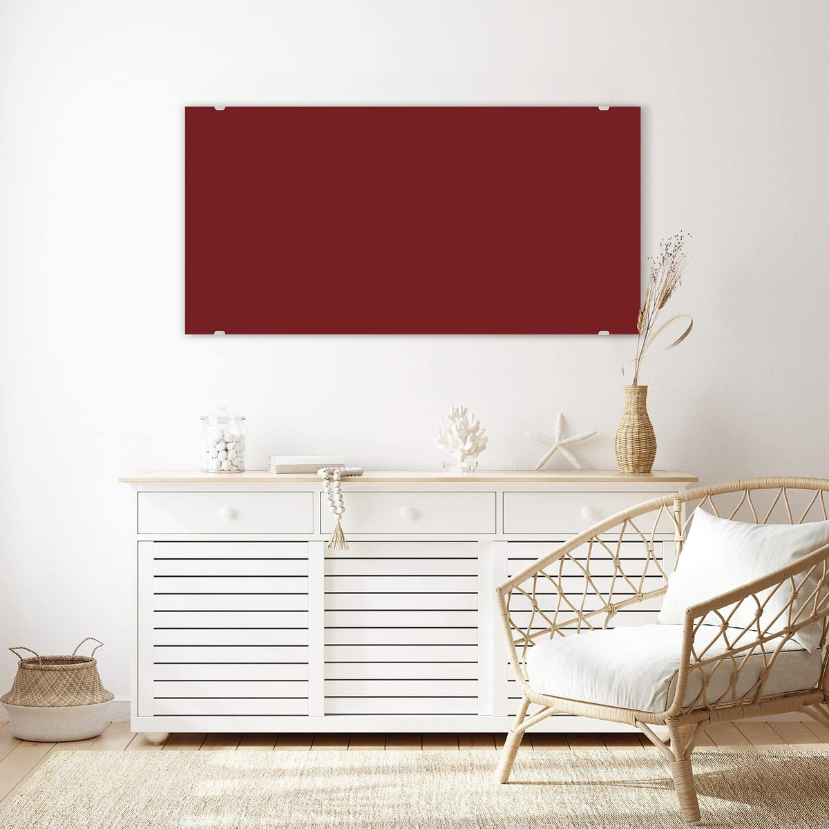 Echtglas, 4 mm – kein Acryl, keine Folie – Wandbild - Bordeauxrot - Querformat