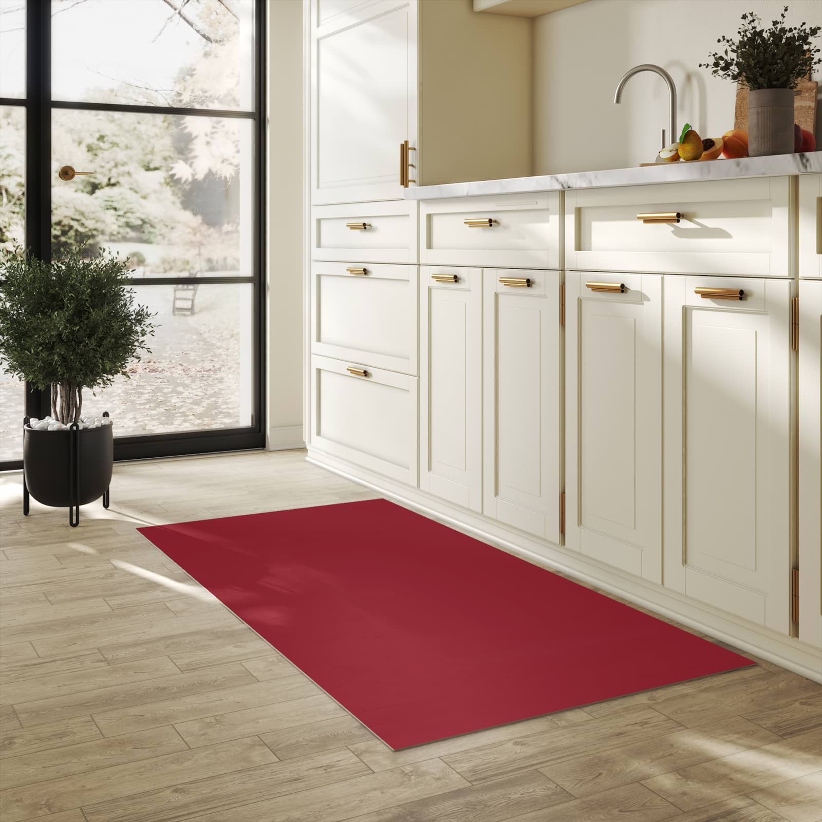 Küchenteppich mit Motiv Weinroter Hintergrund II für angenehme Haptik in heller Küche