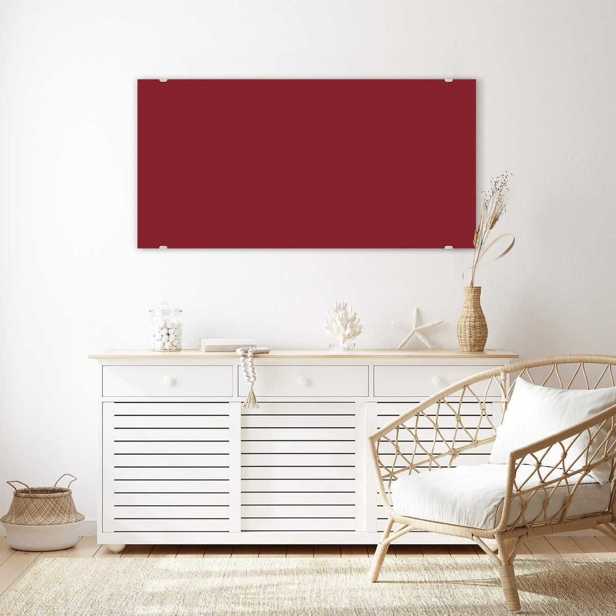 Echtglas, 4 mm – kein Acryl, keine Folie – Wandbild - Burgunderrot - Querformat