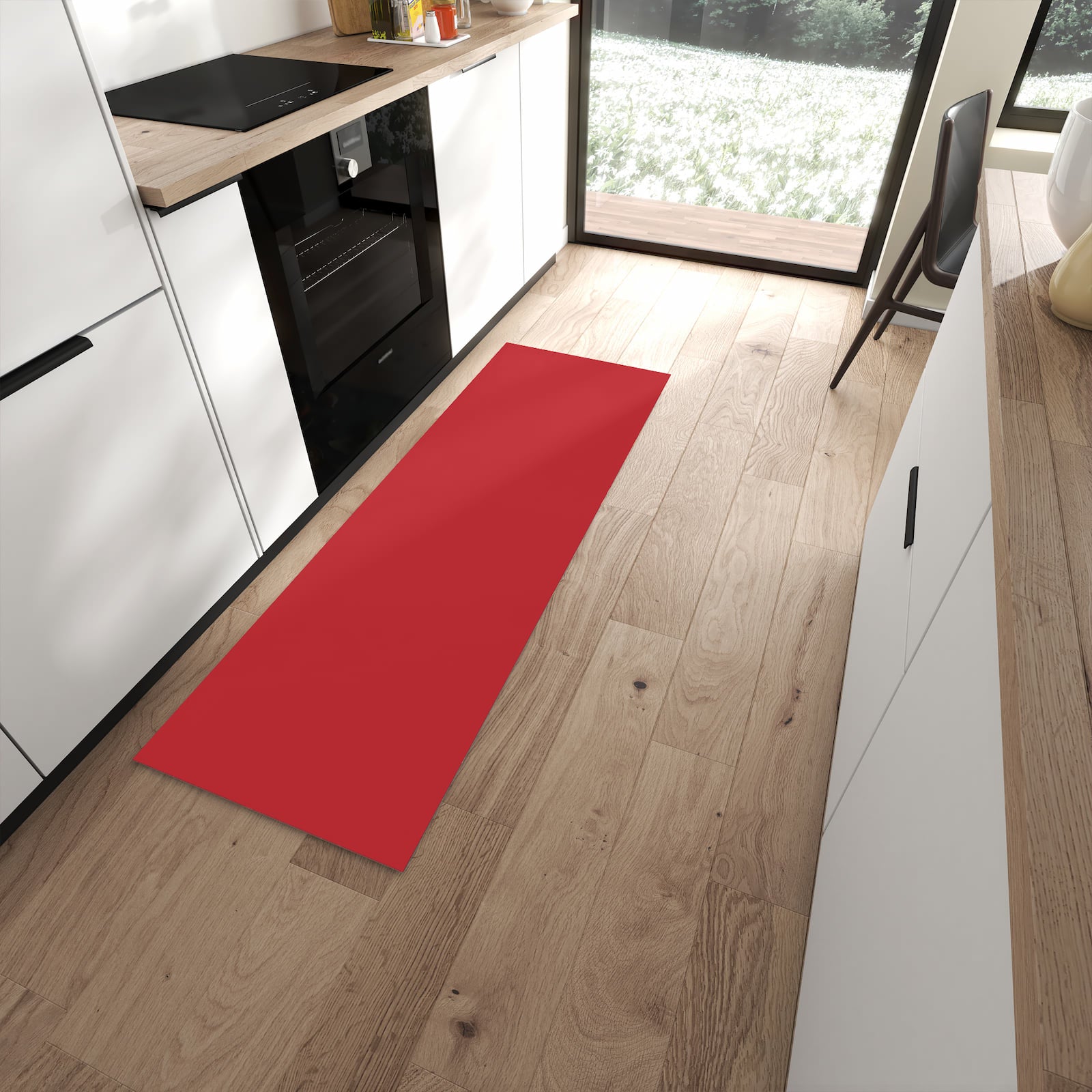 Küchenteppich mit Motiv Weinroter Hintergrund III für angenehme Haptik in moderner Küche