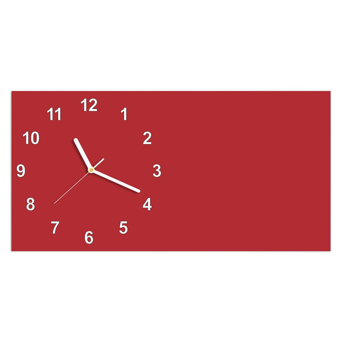Wanduhr Weinroter Hintergrund III aus Glas – Querformat 60 × 30 cm mit Ziffernblatt Modern