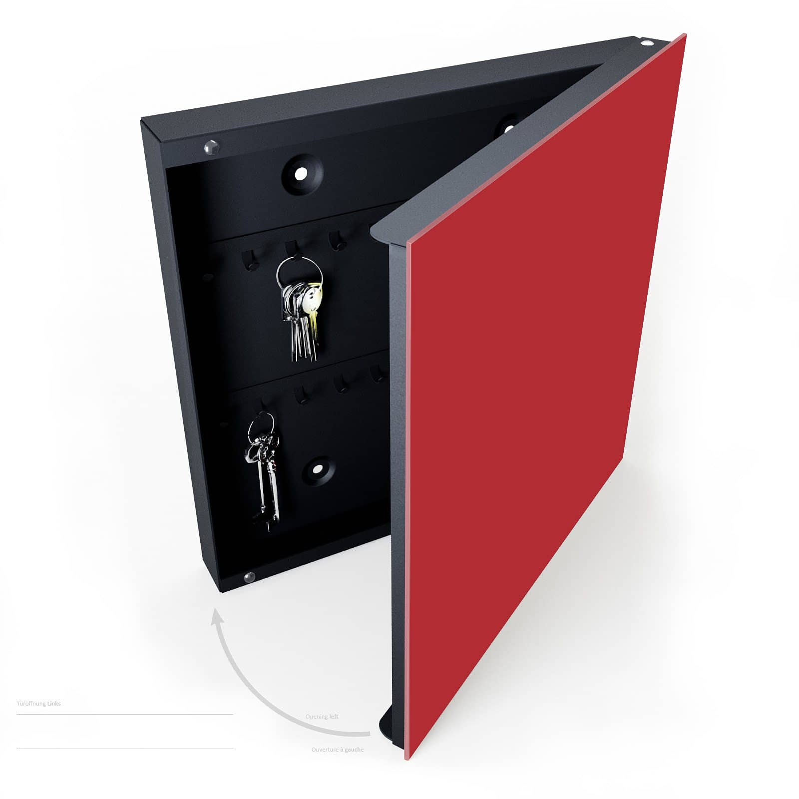 Schlüsselkasten mit Absenkautomatik mit Motiv Weinroter Hintergrund III halboffen mit Schlüsseln