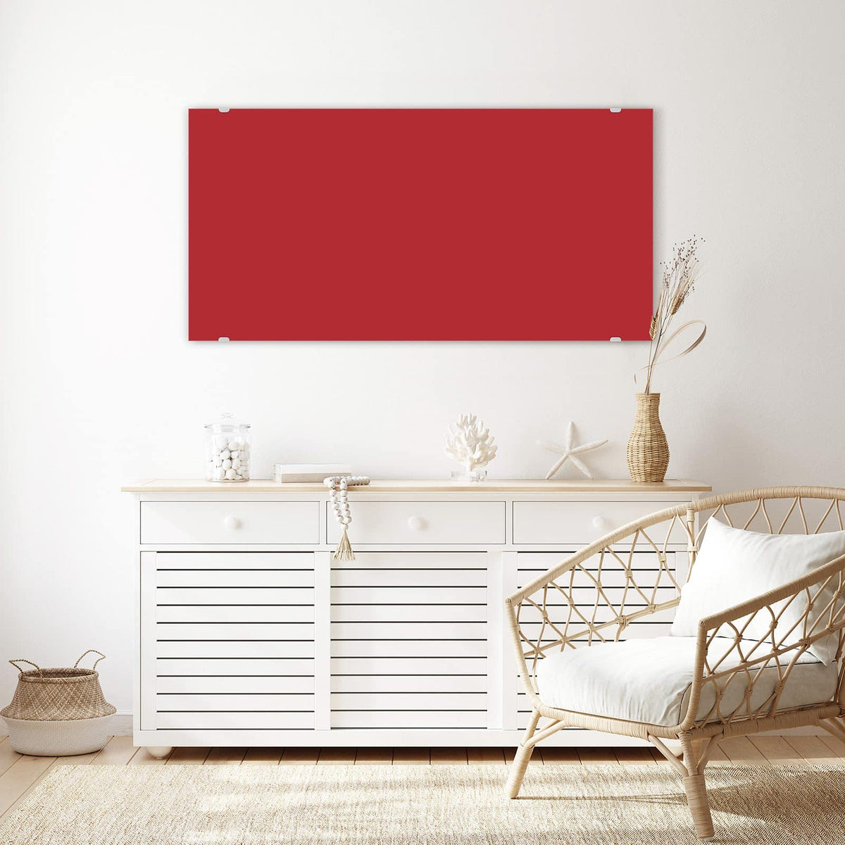 Echtglas, 4 mm – kein Acryl, keine Folie – Wandbild - Kirschrot - Querformat