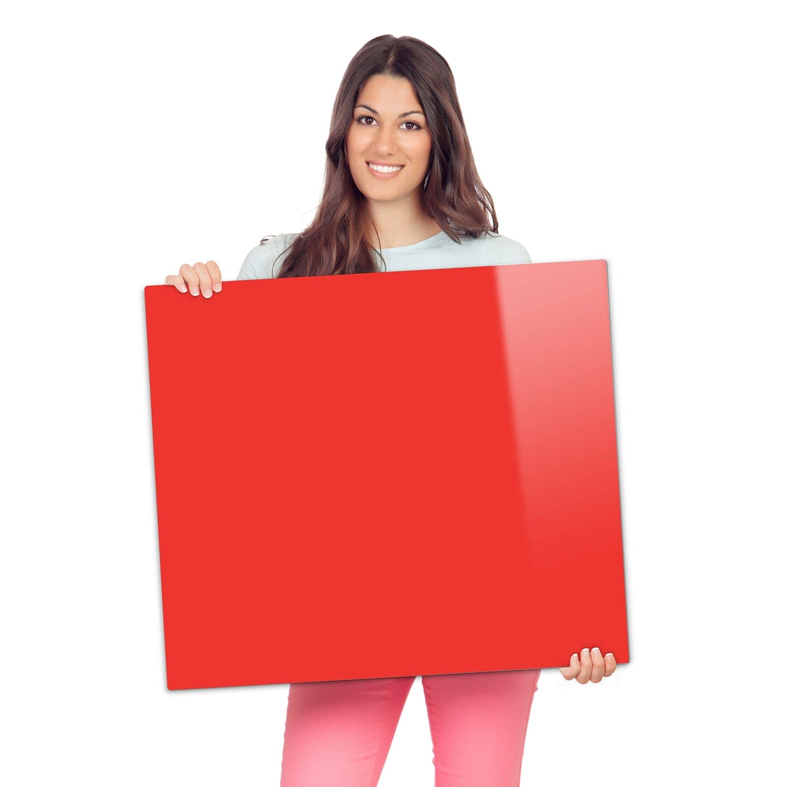 2-teilige Herdabdeckplatte mit Roter Hintergrund I-Motiv als Spritzschutz hinter dem Kochfeld