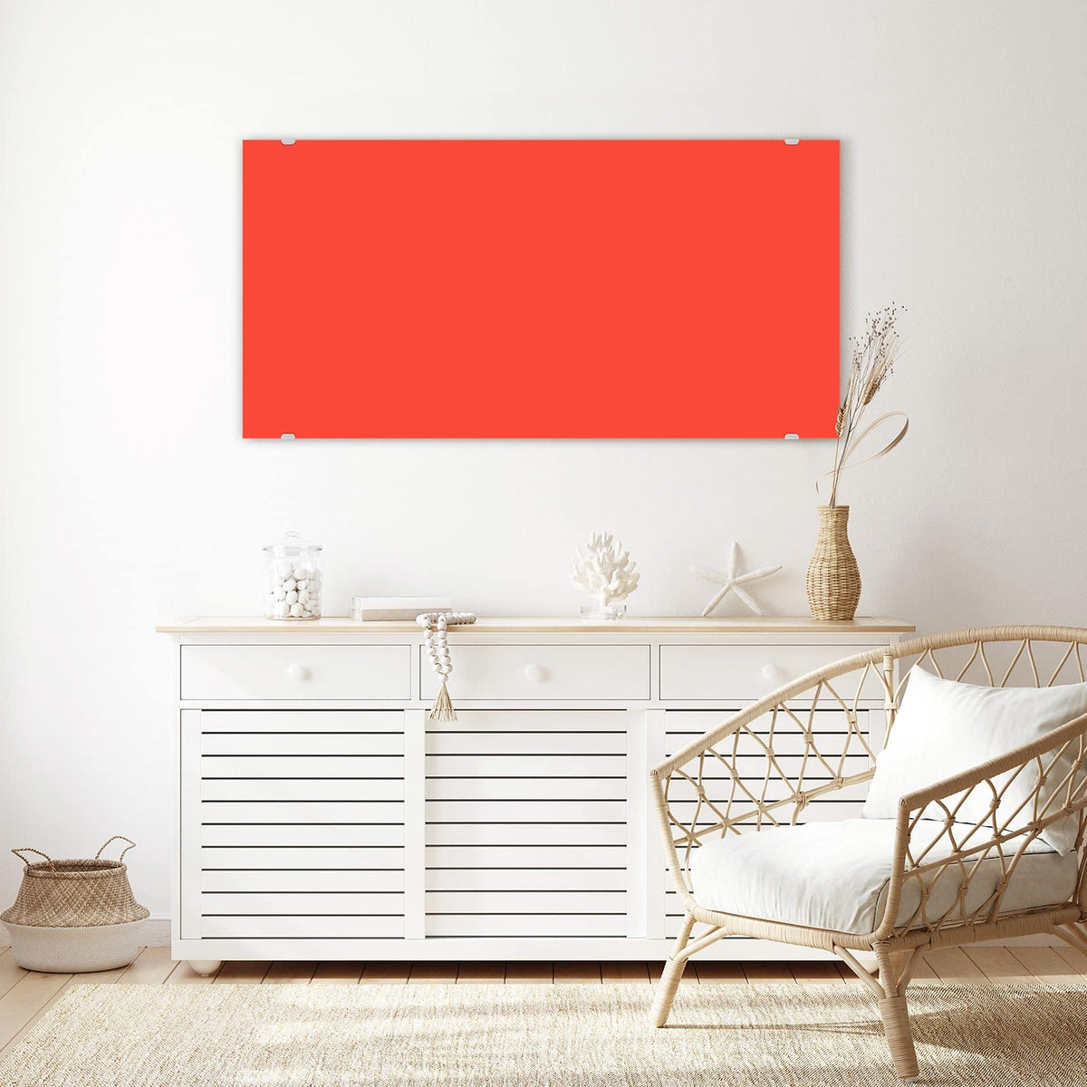 Echtglas, 4 mm – kein Acryl, keine Folie – Wandbild - Tomatenrot - Querformat