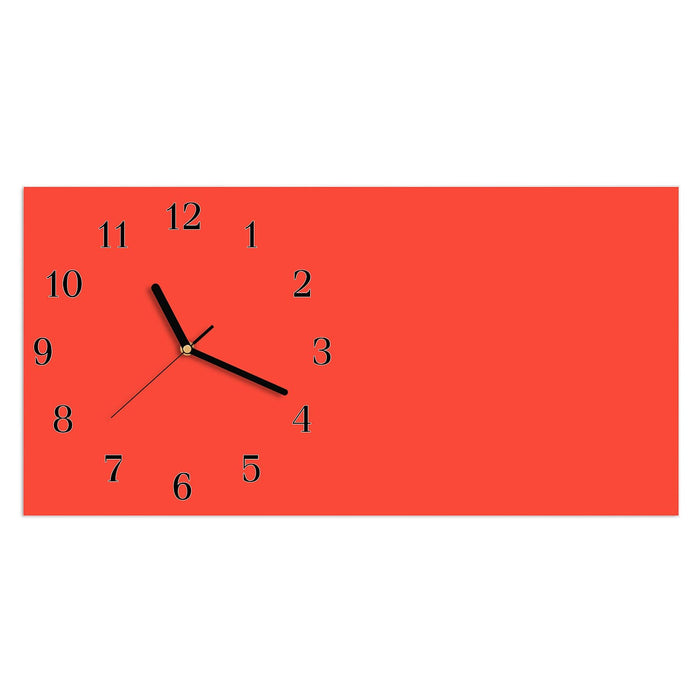 Wanduhr Roter Hintergrund II aus Glas – Querformat 60 × 30 cm mit Ziffernblatt Klassisch