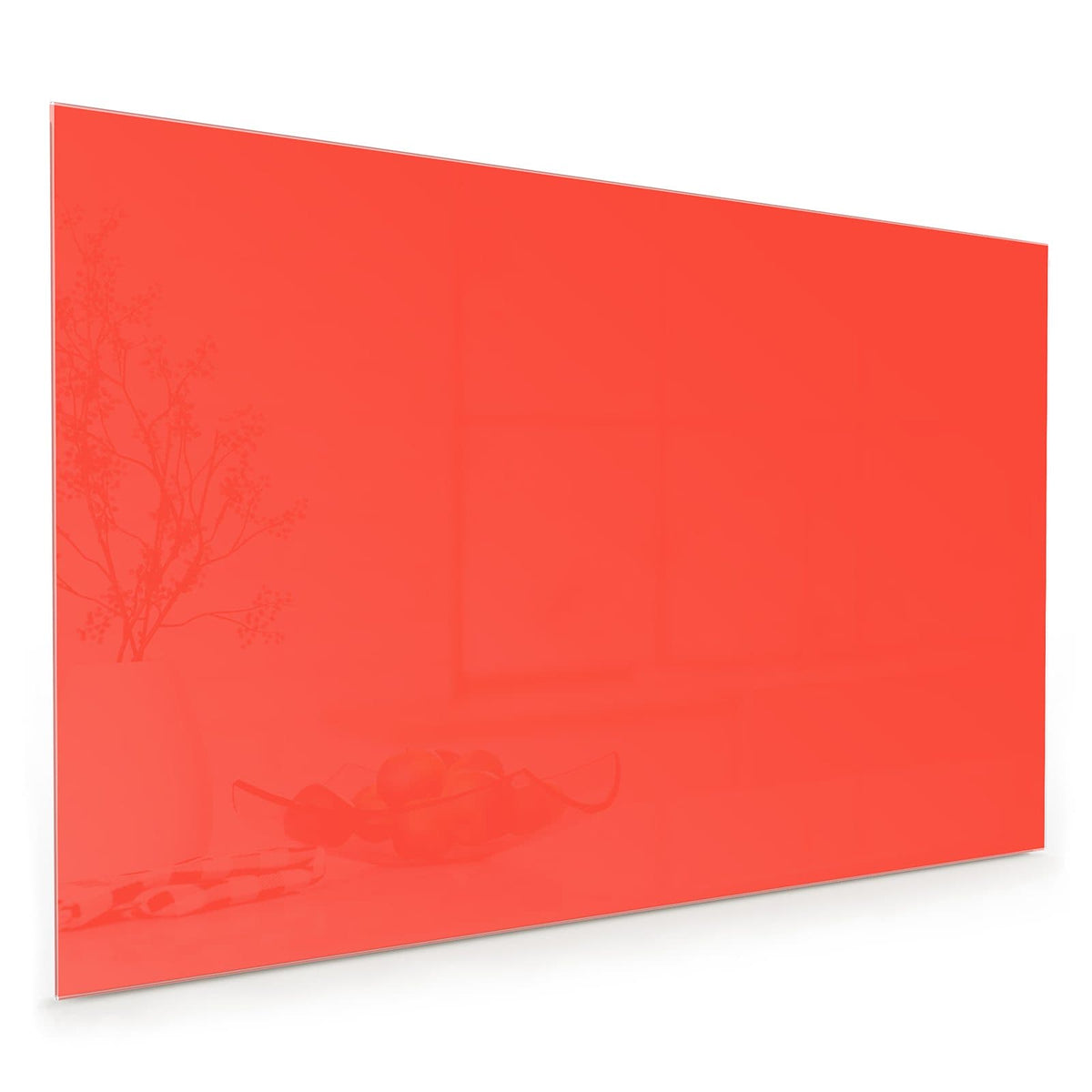 Küchenrückwand aus Glas im Hochformat mit Motiv Tomatenrot: Vollfläche in hellem, orangestichigem Rot