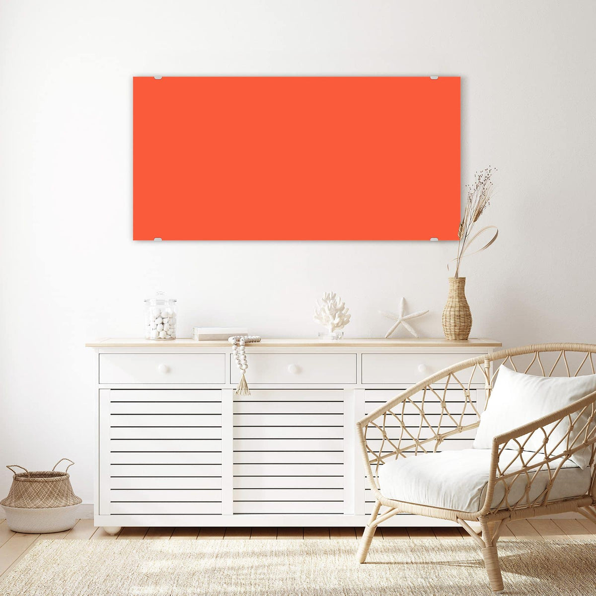 Echtglas, 4 mm – kein Acryl, keine Folie – Wandbild - Rotoranger Hintergrund - Querformat