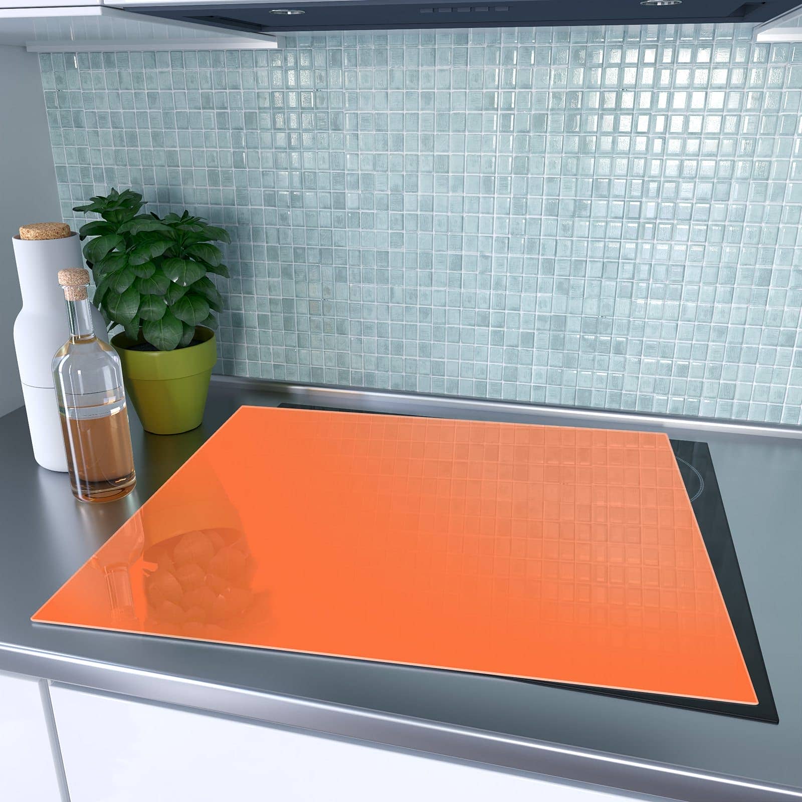 1-teilige Herdabdeckplatten für Ceranfeld mit Dunkeloranger Hintergrund I-Motiv auf dem Ceranfeld