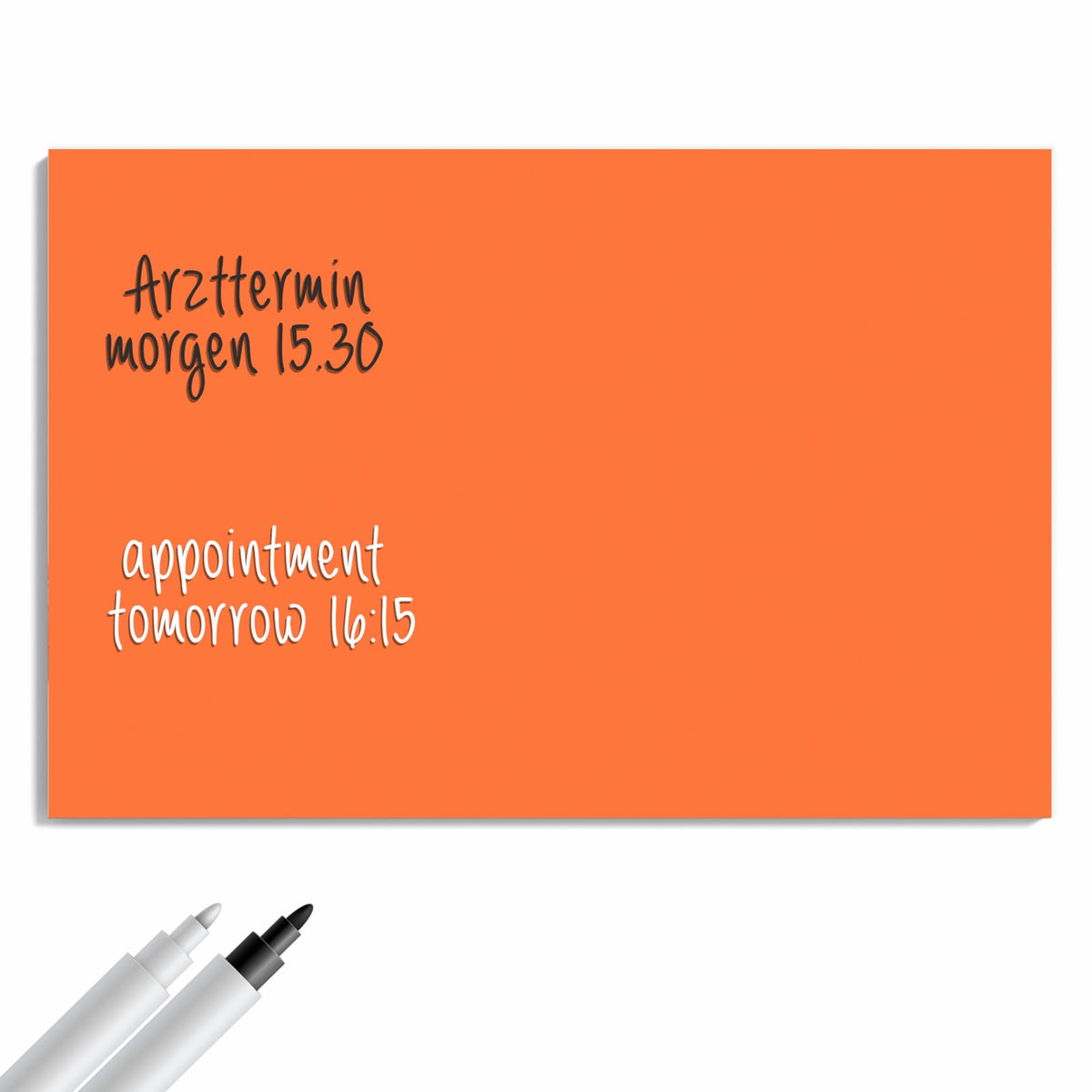 Beschreiben, abwischen, anheften – Metall Magnettafel - Korallenorange