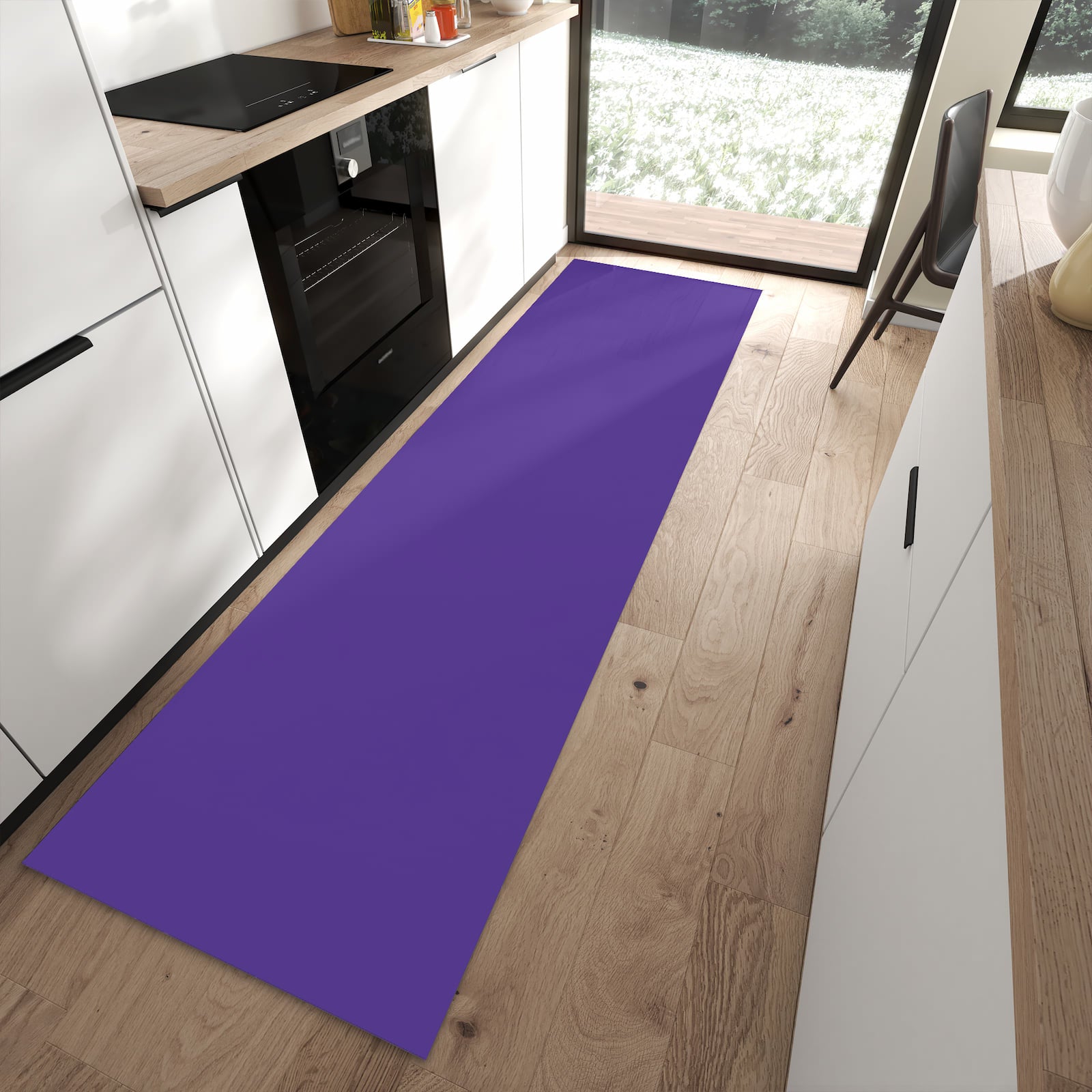 Küchenteppich mit Motiv Lila Hintergrund I für angenehme Haptik in moderner Küche