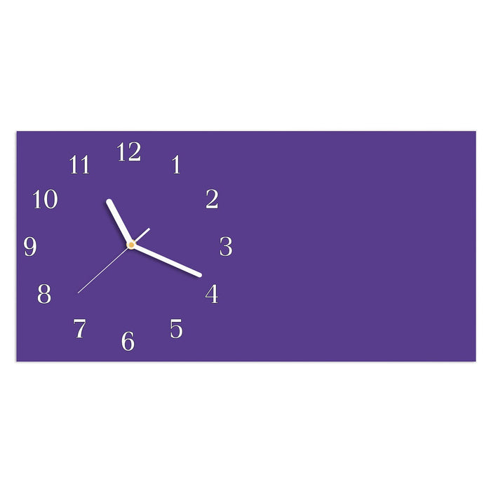 Wanduhr Lila Hintergrund I aus Glas – Querformat 60 × 30 cm mit Ziffernblatt Klassisch