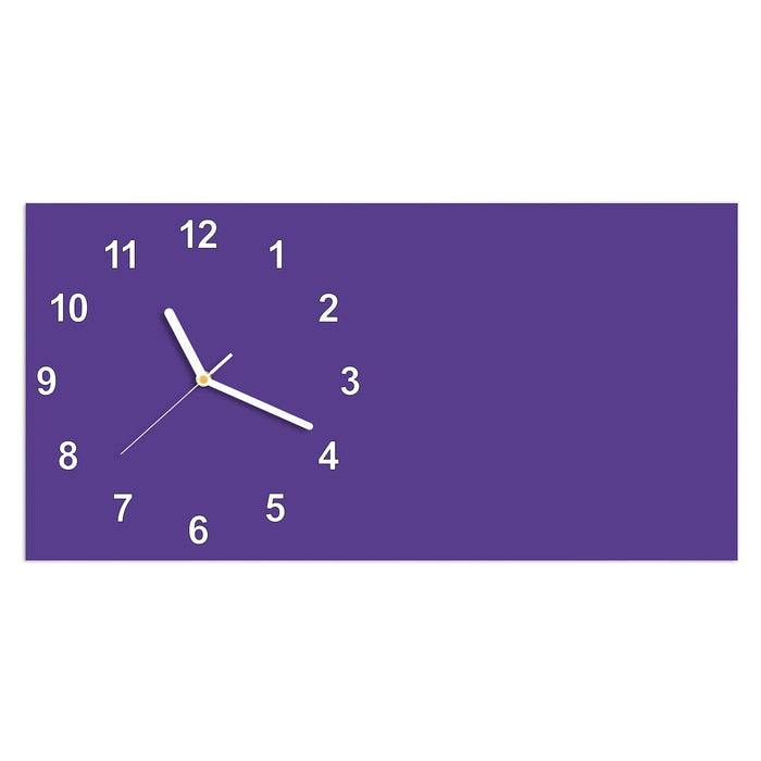 Wanduhr Lila Hintergrund I aus Glas – Querformat 60 × 30 cm mit Ziffernblatt Modern
