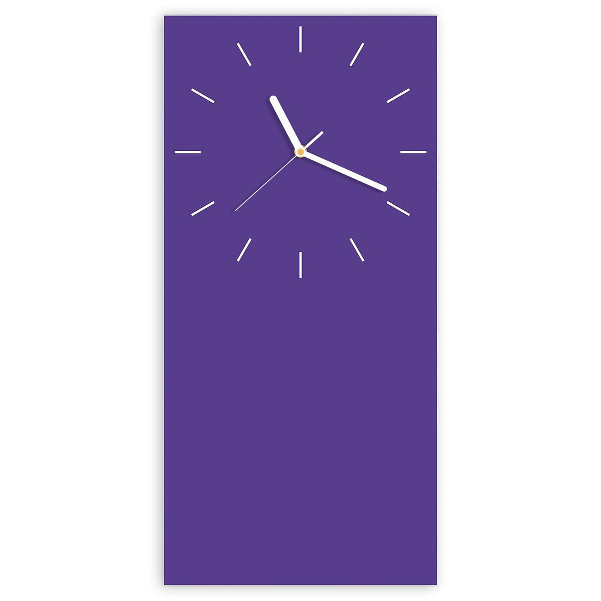 Wanduhr aus Glas, Ziffernblatt Linie mit Motiv Amethyst: Vollflächiges Lila mit Blaustich