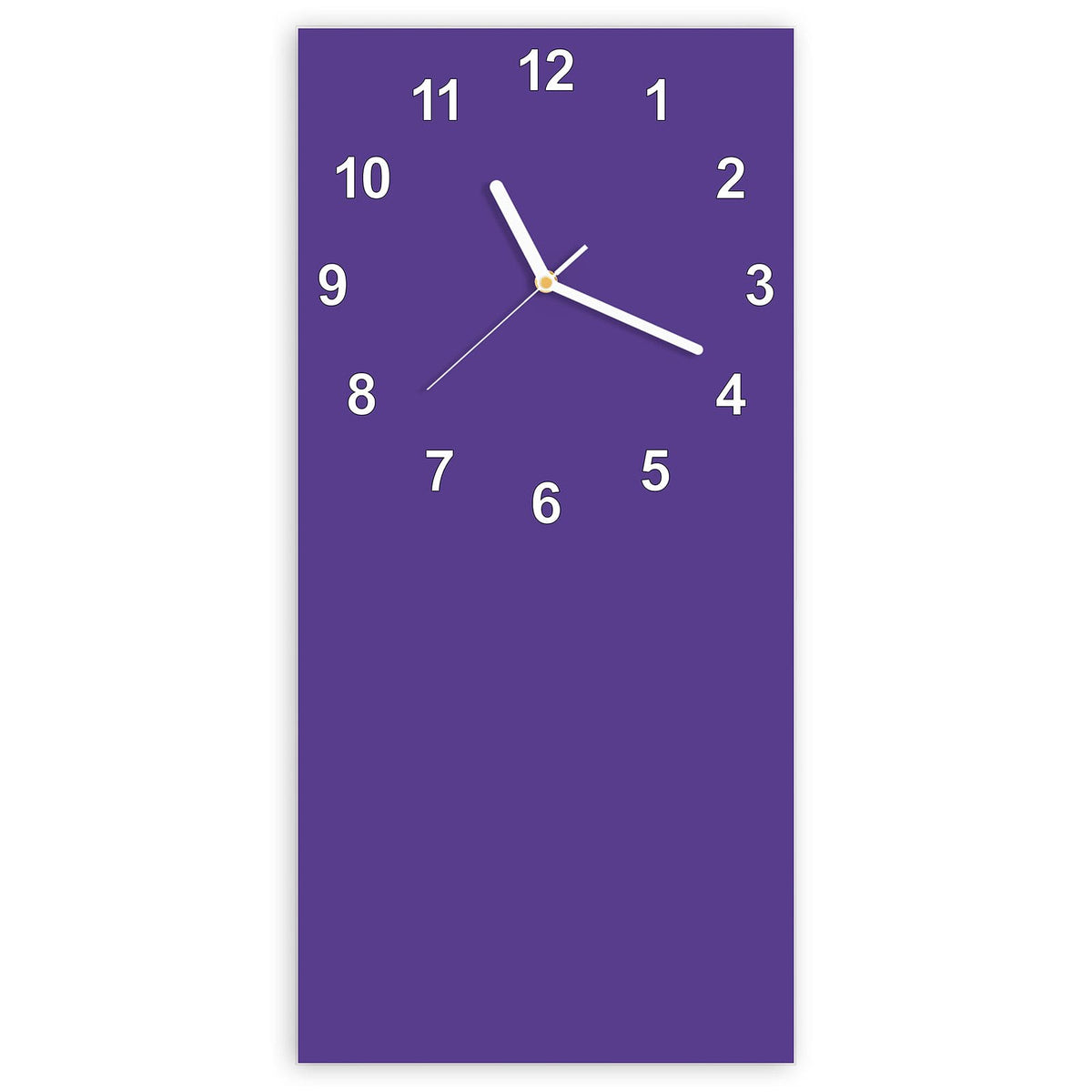 Wanduhr aus Glas, Ziffernblatt Modern mit Motiv Amethyst: Vollflächiges Lila mit Blaustich