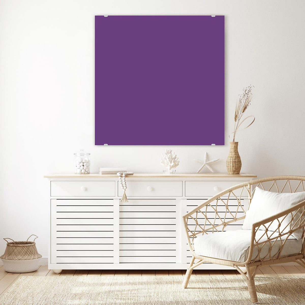 Echtglas, 4 mm – kein Acryl, keine Folie – Wandbild - Pflaumenlila - Quadratisch
