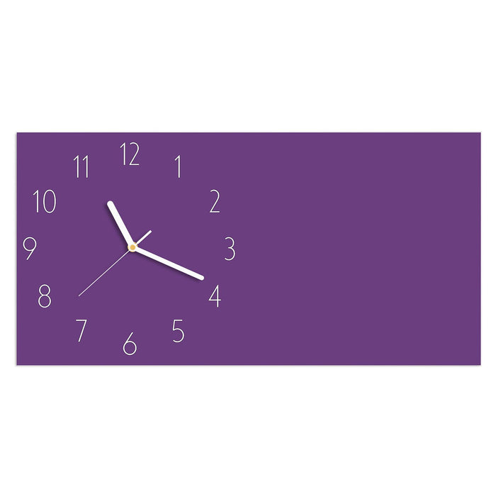 Wanduhr Lila Hintergrund II aus Glas – Querformat 60 × 30 cm mit Ziffernblatt Elegant
