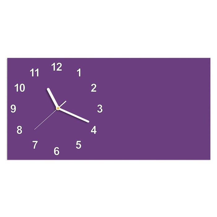 Wanduhr Lila Hintergrund II aus Glas – Querformat 60 × 30 cm mit Ziffernblatt Modern