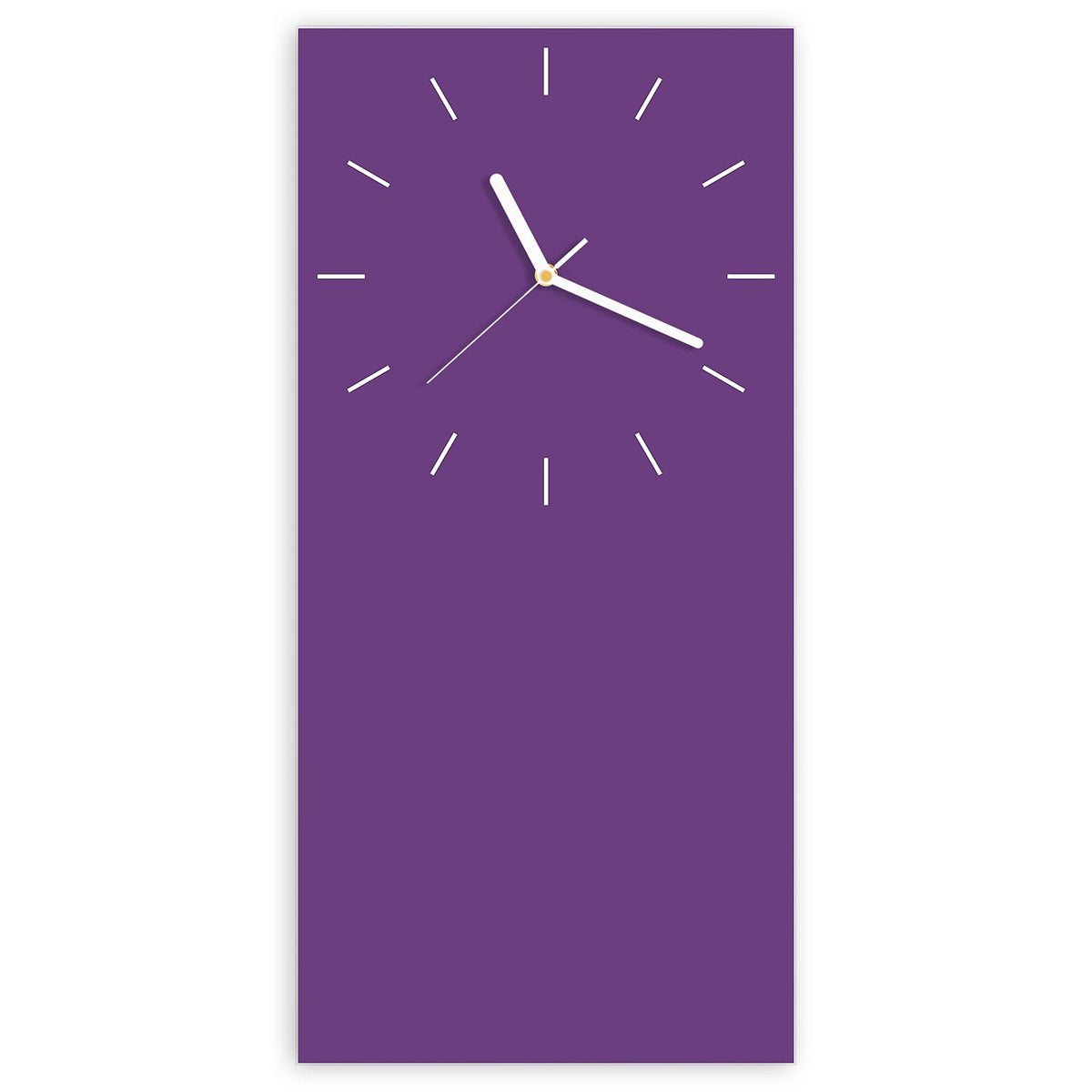 Wanduhr aus Glas, Ziffernblatt Linie mit Motiv Pflaumenlila: Vollflächiges Lila mit Rotstich