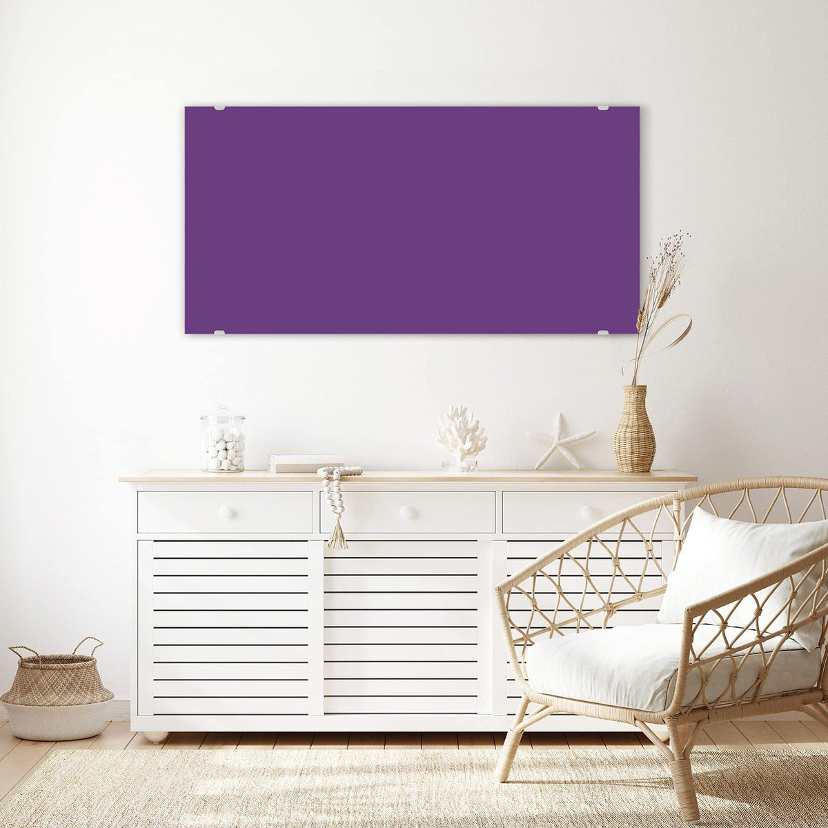Echtglas, 4 mm – kein Acryl, keine Folie – Wandbild - Pflaumenlila - Querformat