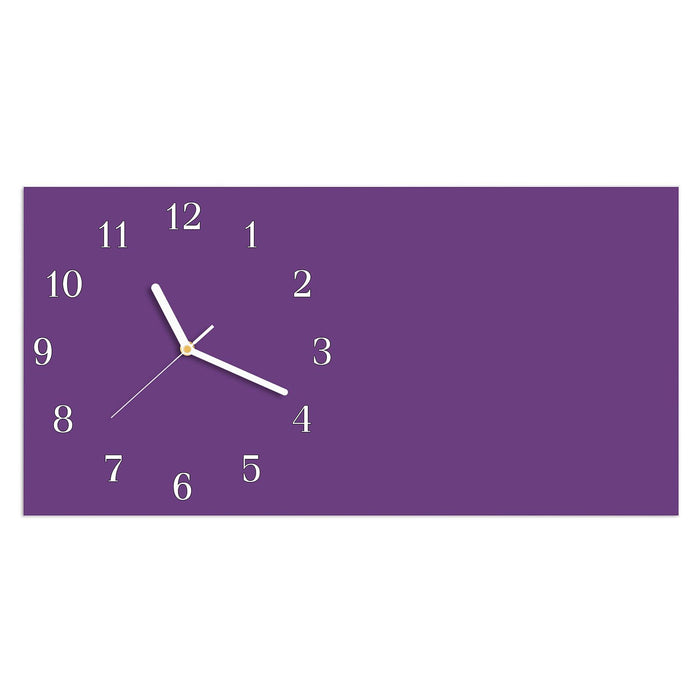Wanduhr Lila Hintergrund II aus Glas – Querformat 60 × 30 cm mit Ziffernblatt Klassisch