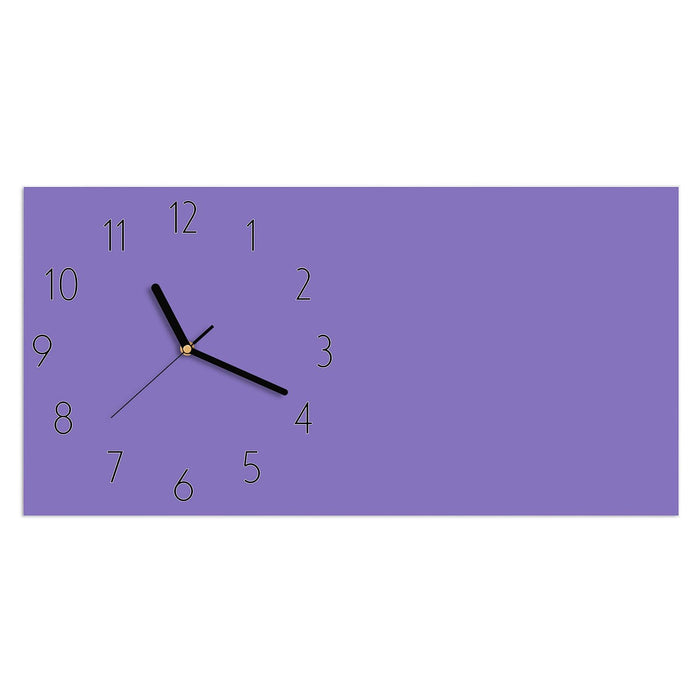 Wanduhr Violetter Hintergrund I aus Glas – Querformat 60 × 30 cm mit Ziffernblatt Elegant