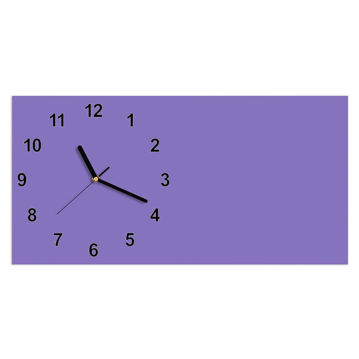 Wanduhr Violetter Hintergrund I aus Glas – Querformat 60 × 30 cm mit Ziffernblatt Modern