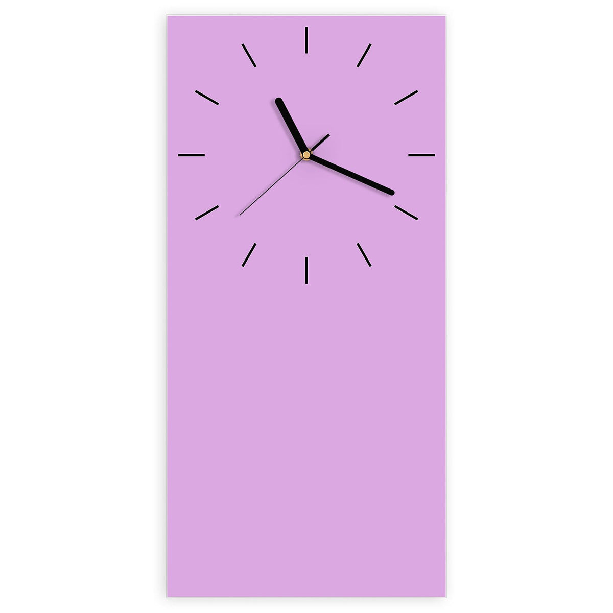 Wanduhr aus Glas, Ziffernblatt Linie mit Motiv Fliederlila: Vollfläche in hellem Rosa-Lila