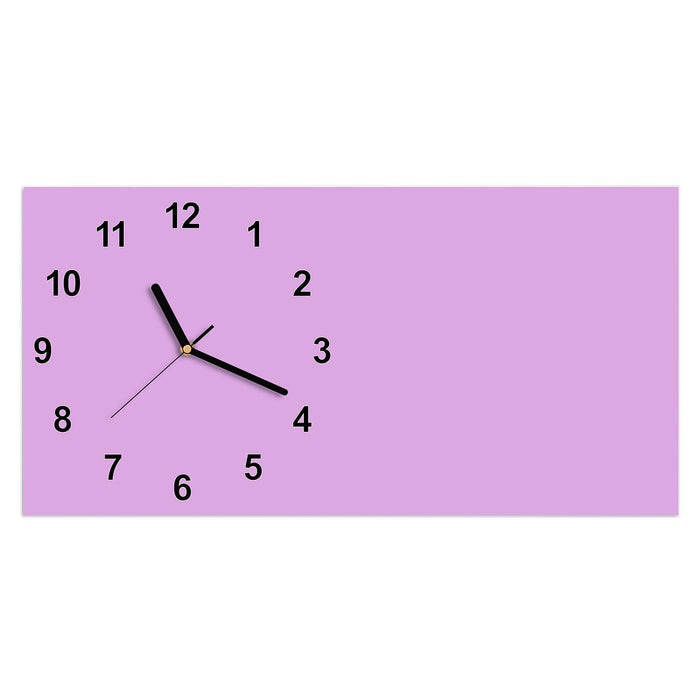 Wanduhr Violetter Hintergrund II aus Glas – Querformat 60 × 30 cm mit Ziffernblatt Modern