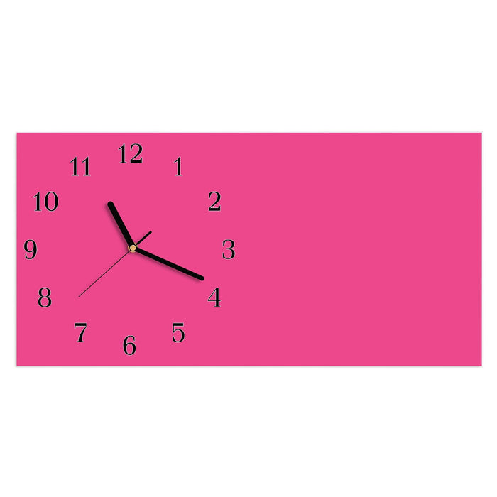 Wanduhr Pinker Hintergrund aus Glas – Querformat 60 × 30 cm mit Ziffernblatt Klassisch