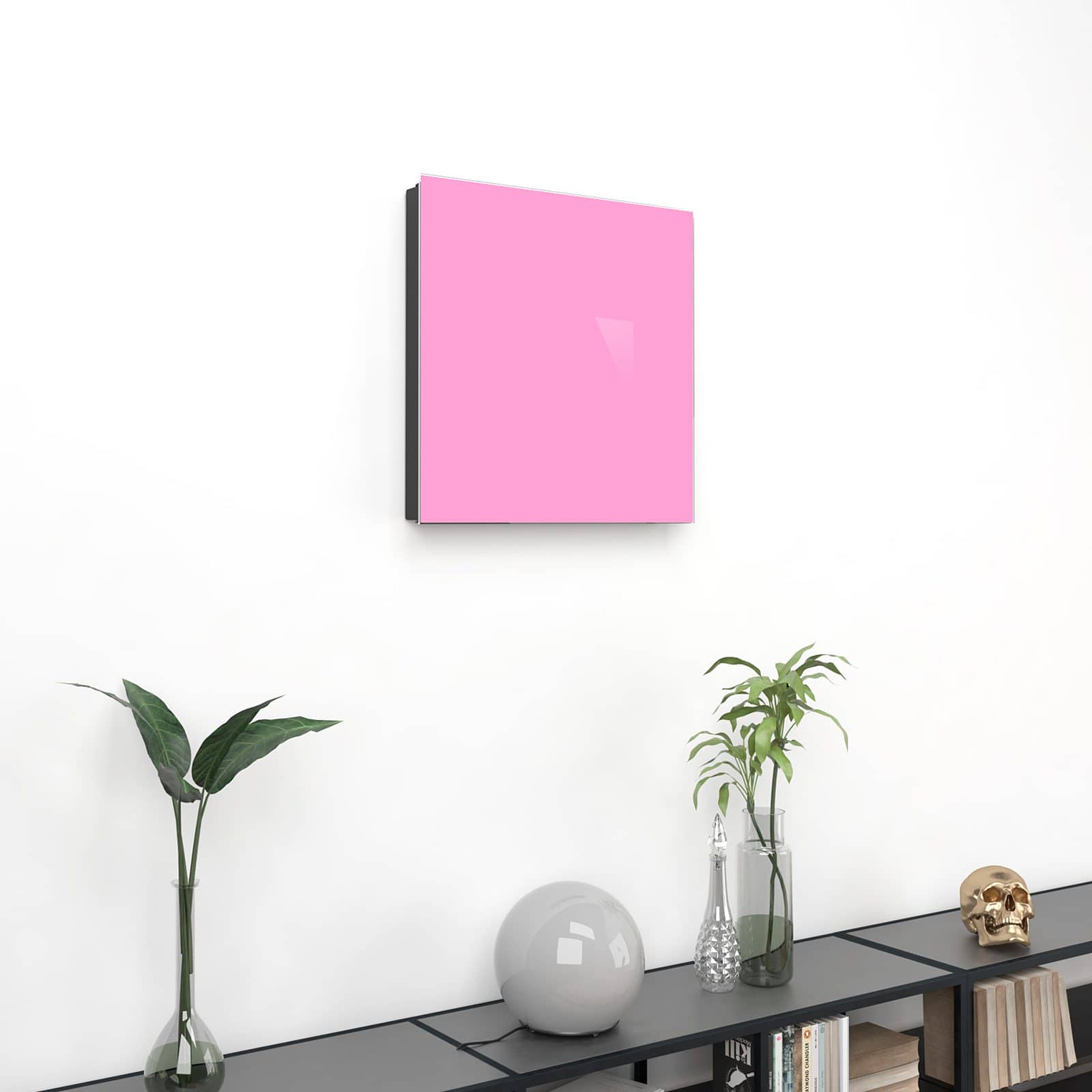 Praktischer Schlüsselkasten mit Motiv Rosa Hintergrund an der Wand im Wohnzimmer