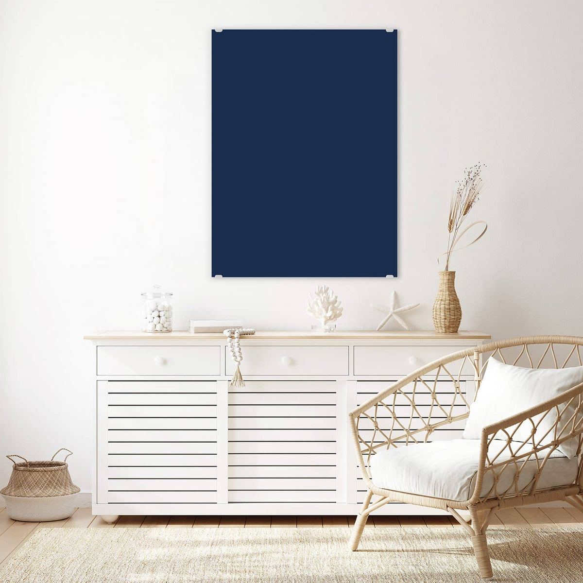 Aufhängung liegt bei – Motiv später wechselbar – Wandbild - Mitternachtsblau - Hochformat