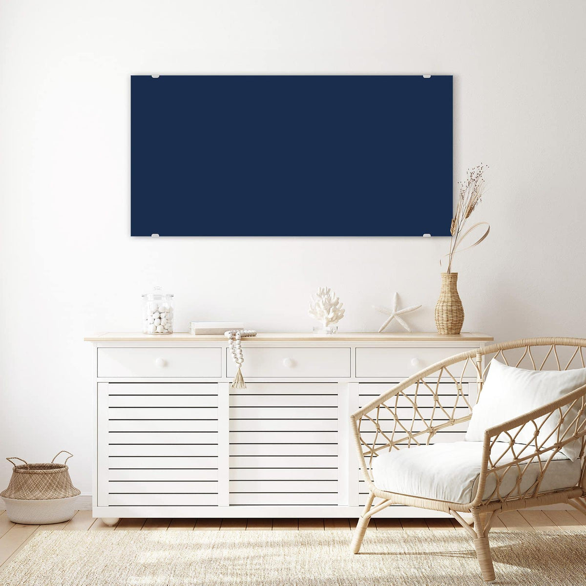 Echtglas, 4 mm – kein Acryl, keine Folie – Wandbild - Mitternachtsblau - Querformat
