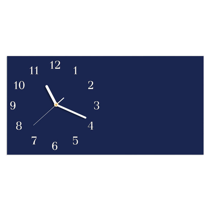 Wanduhr Marineblauer Hintergrund II aus Glas – Querformat 60 × 30 cm mit Ziffernblatt Klassisch