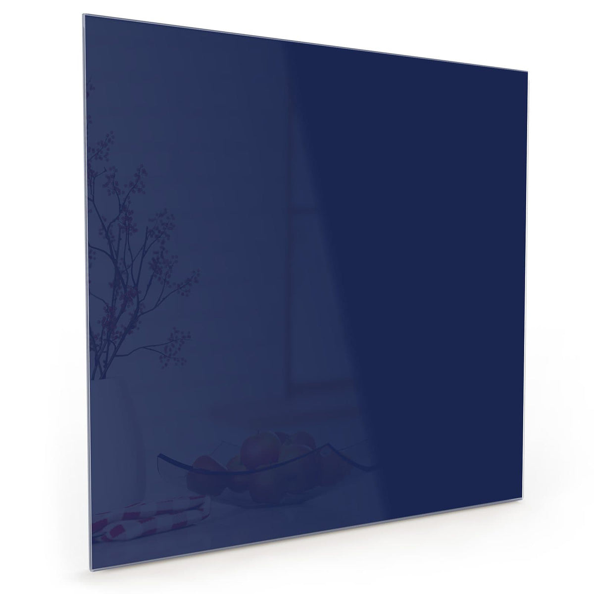 Küchenrückwand aus Glas im quadratischen Format mit Motiv Tiefseeblau: Sehr dunkles, blaustichiges Marineblau als randlose Vollfläche, kein Muster