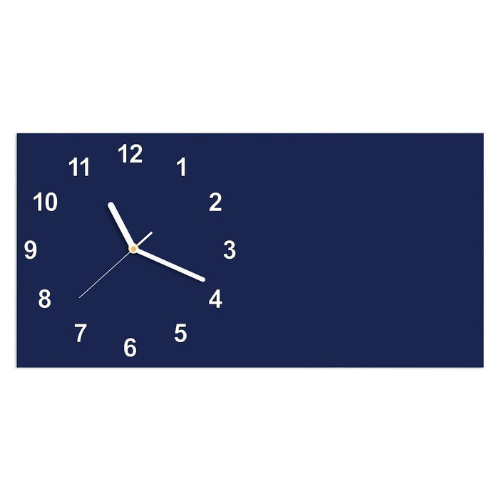 Wanduhr Marineblauer Hintergrund II aus Glas – Querformat 60 × 30 cm mit Ziffernblatt Modern
