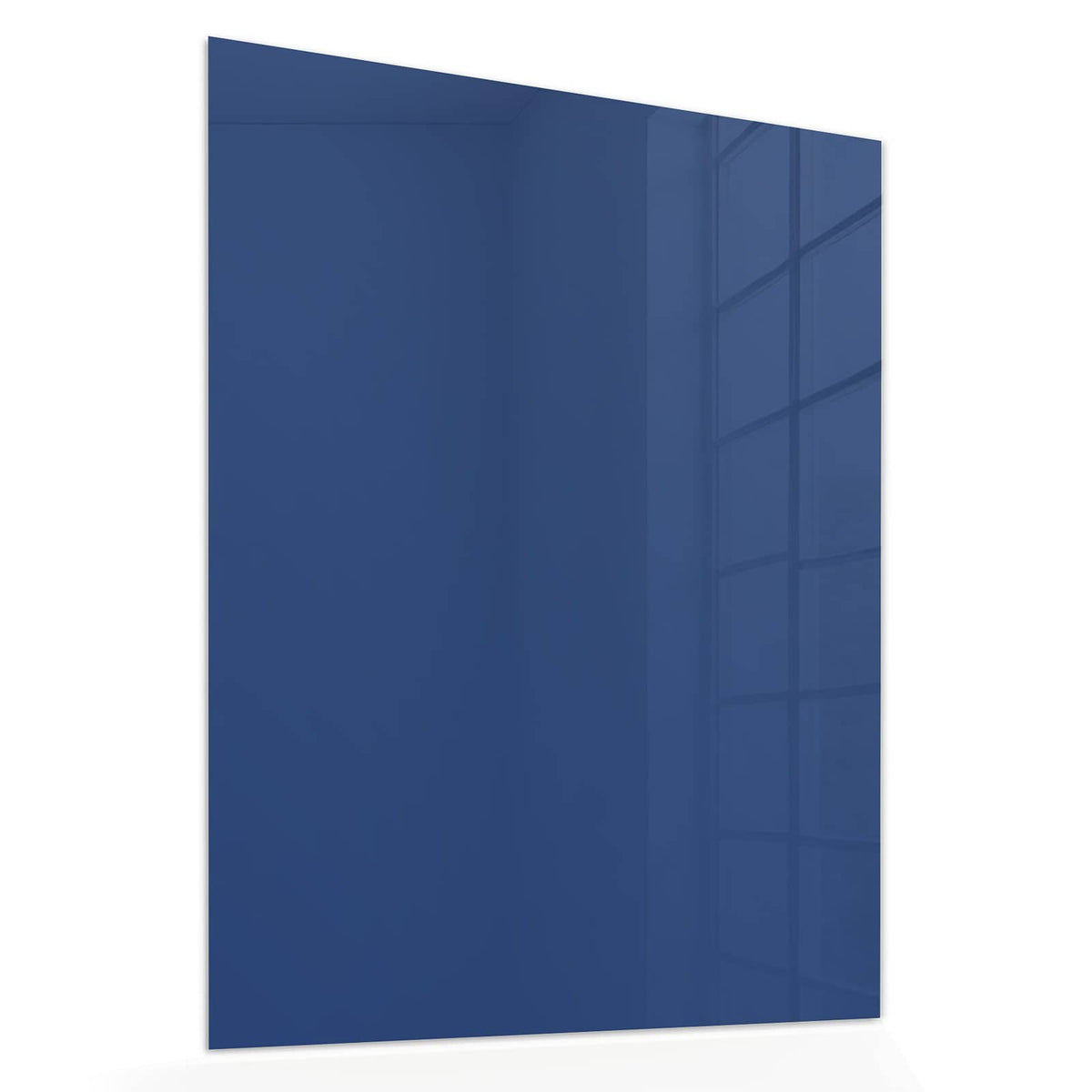 Echtglas, 4 mm – kein Acryl, keine Folie – Wandbild - Jeansblau - Hochformat